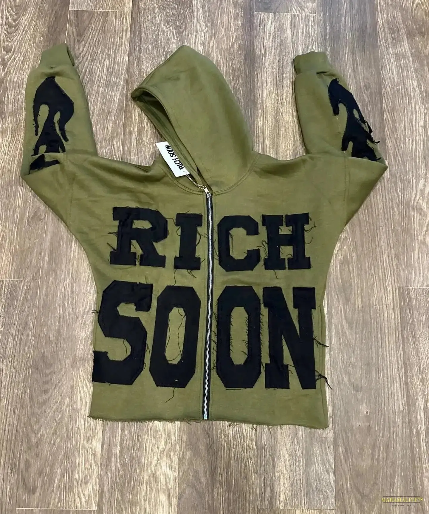 Maramalive™ 2024 New Oversized Patchwork Zip Up Hoodie Women Y2k Hoodies Solid Color Casual Sweatshir Gothic Punk Loose Streetwear