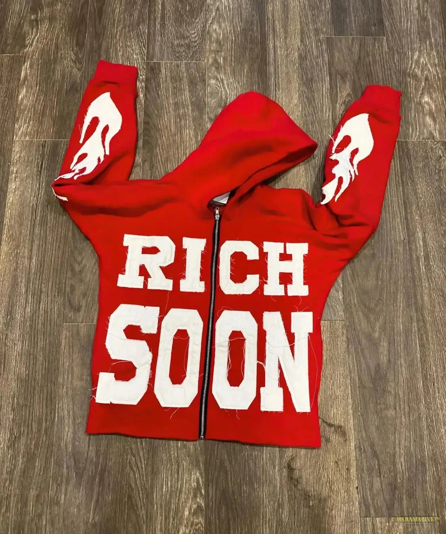 Maramalive™ 2024 New Oversized Patchwork Zip Up Hoodie Women Y2k Hoodies Solid Color Casual Sweatshir Gothic Punk Loose Streetwear