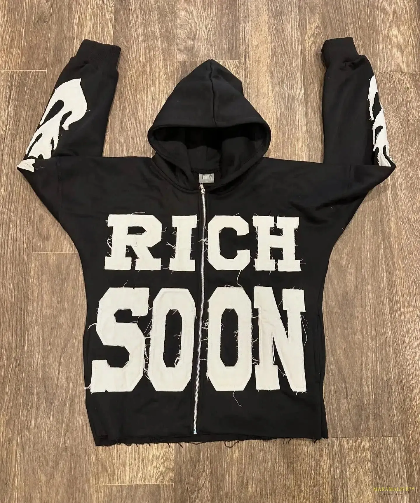 Maramalive™ 2024 New Oversized Patchwork Zip Up Hoodie Women Y2k Hoodies Solid Color Casual Sweatshir Gothic Punk Loose Streetwear
