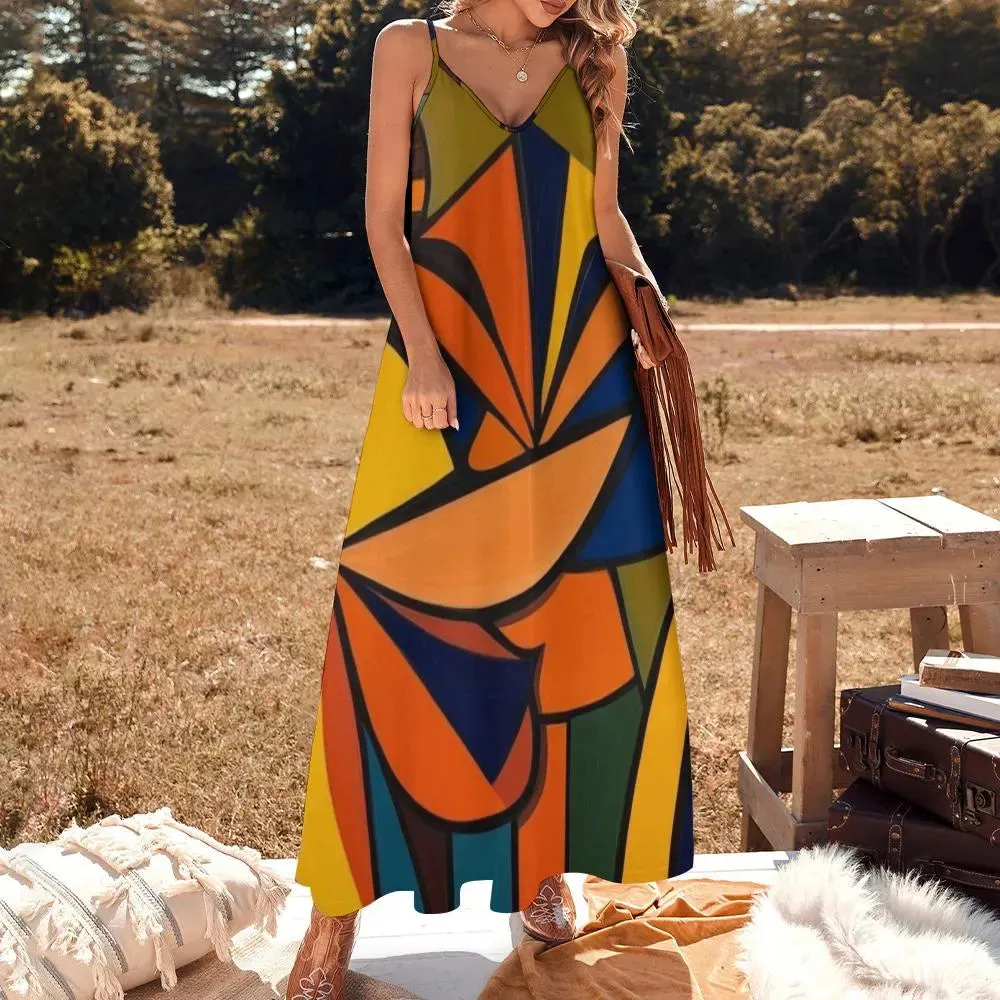 Marie's Favorite Geometric Sling Ankle Long Dress