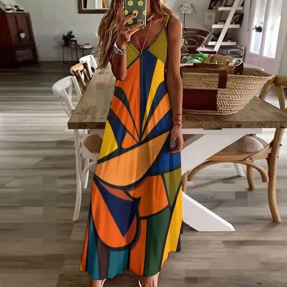 Marie's Favorite Geometric Sling Ankle Long Dress