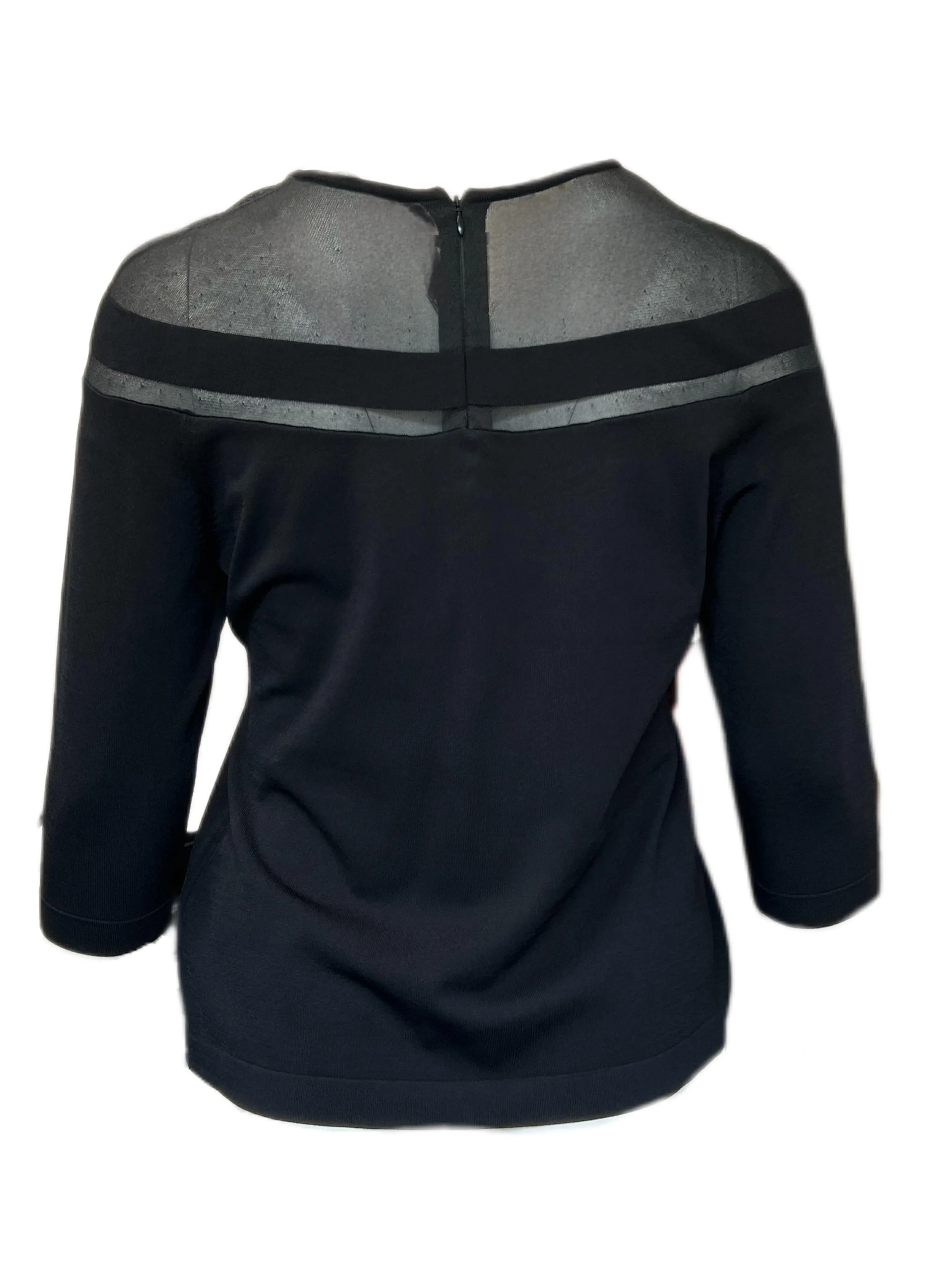 Marina Rinaldi Women's Black Aire 3/4 Sleeves Knitted Sweater Size M NWT