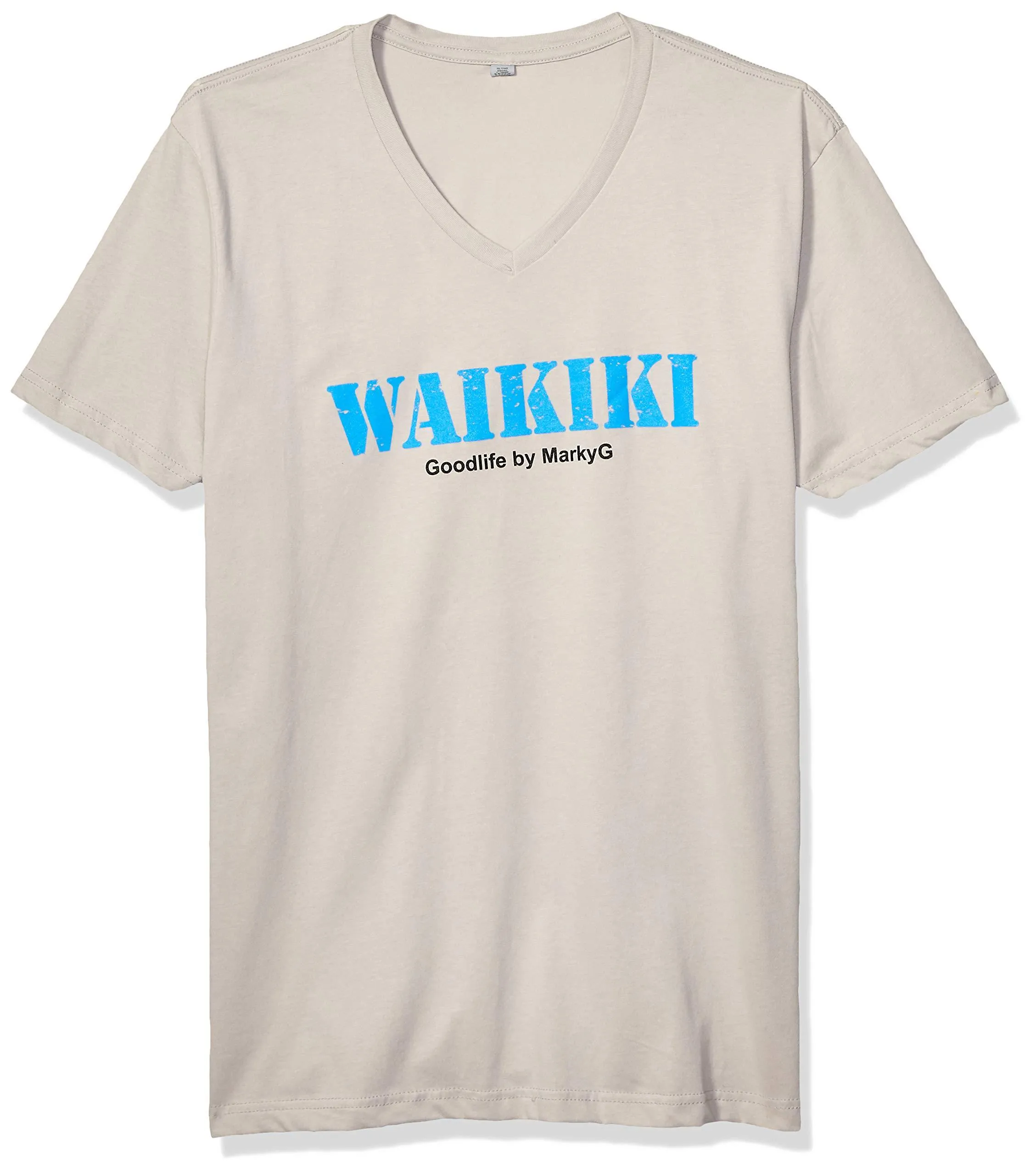 Marky G Apparel Men's Amalfi Coast Graphic Printed Premium Tops Fitted Sueded Short Sleeve V-Neck T-Shirt