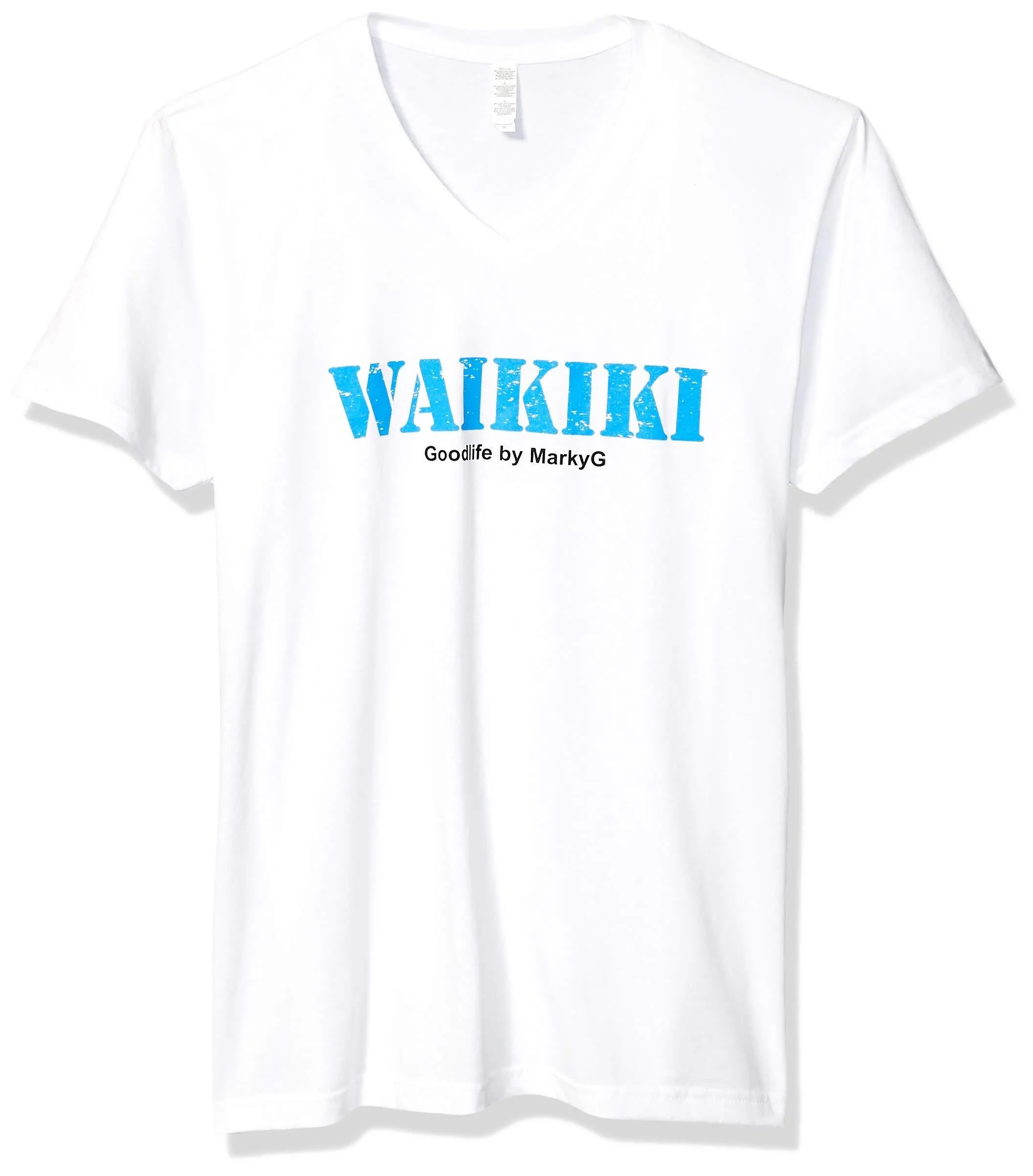 Marky G Apparel Men's Amalfi Coast Graphic Printed Premium Tops Fitted Sueded Short Sleeve V-Neck T-Shirt