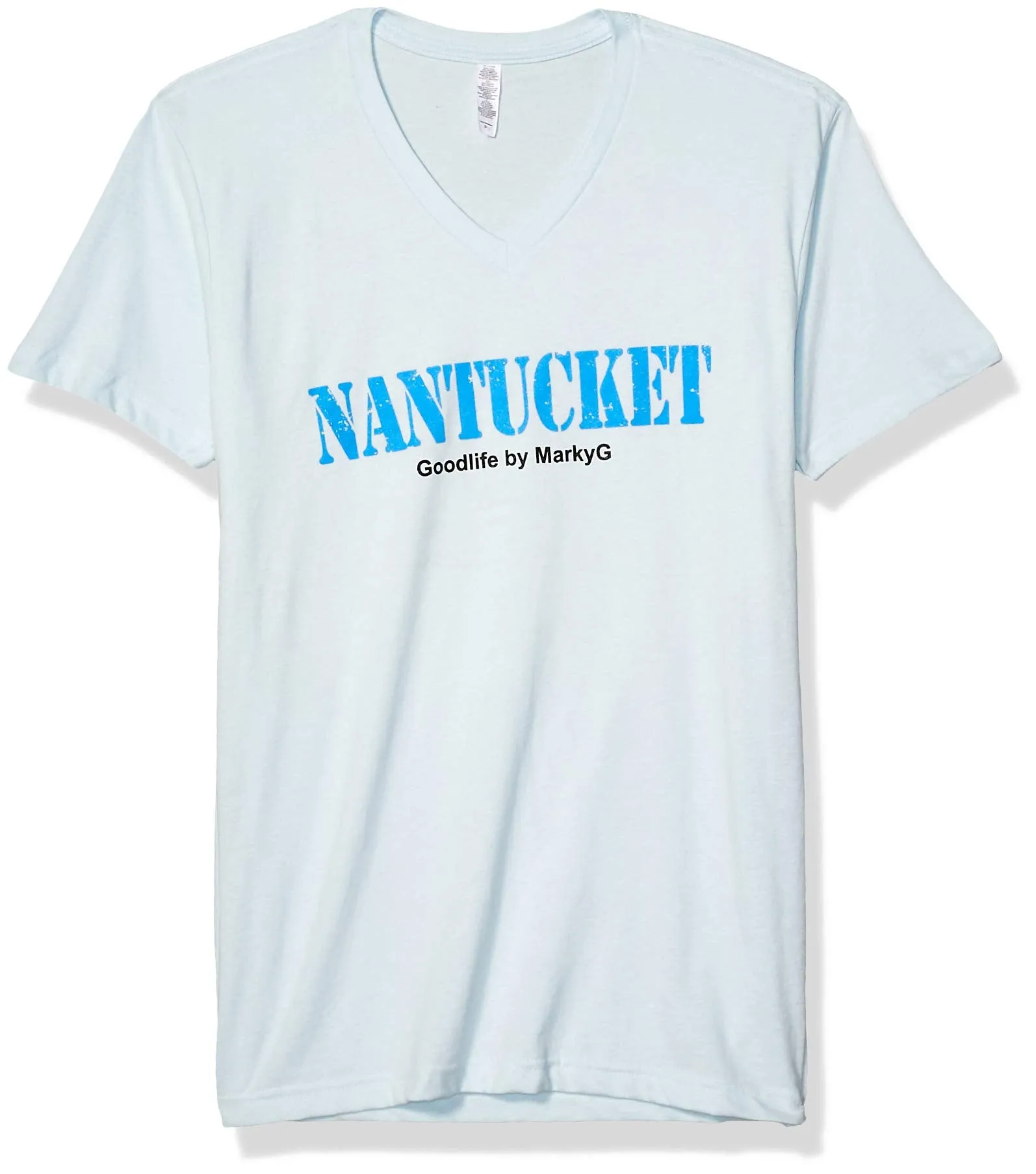 Marky G Apparel Men's Nantucket Graphic Printed Premium Tops Fitted Sueded Short Sleeve V-Neck T-Shirt