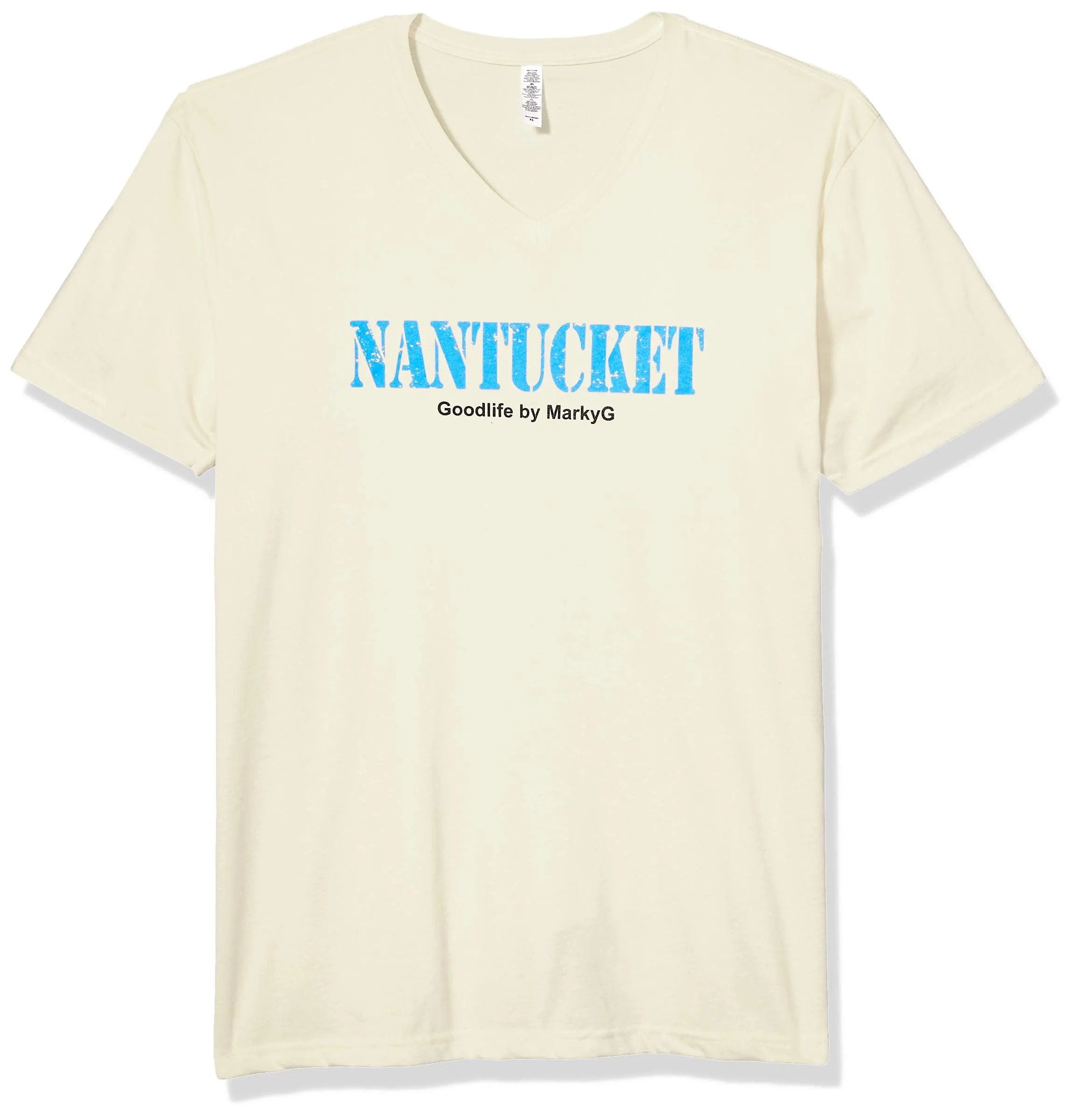 Marky G Apparel Men's Nantucket Graphic Printed Premium Tops Fitted Sueded Short Sleeve V-Neck T-Shirt