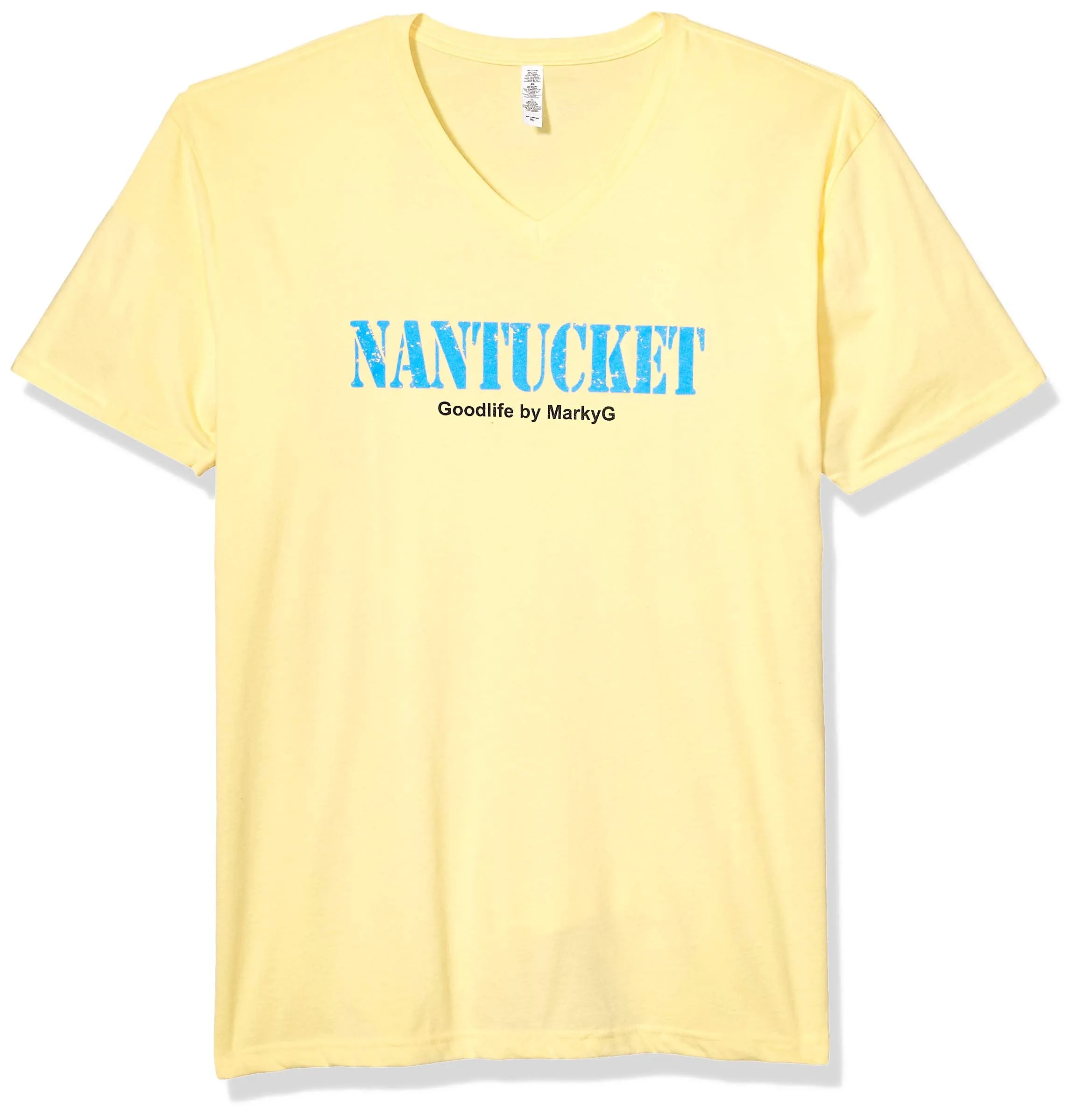 Marky G Apparel Men's Nantucket Graphic Printed Premium Tops Fitted Sueded Short Sleeve V-Neck T-Shirt