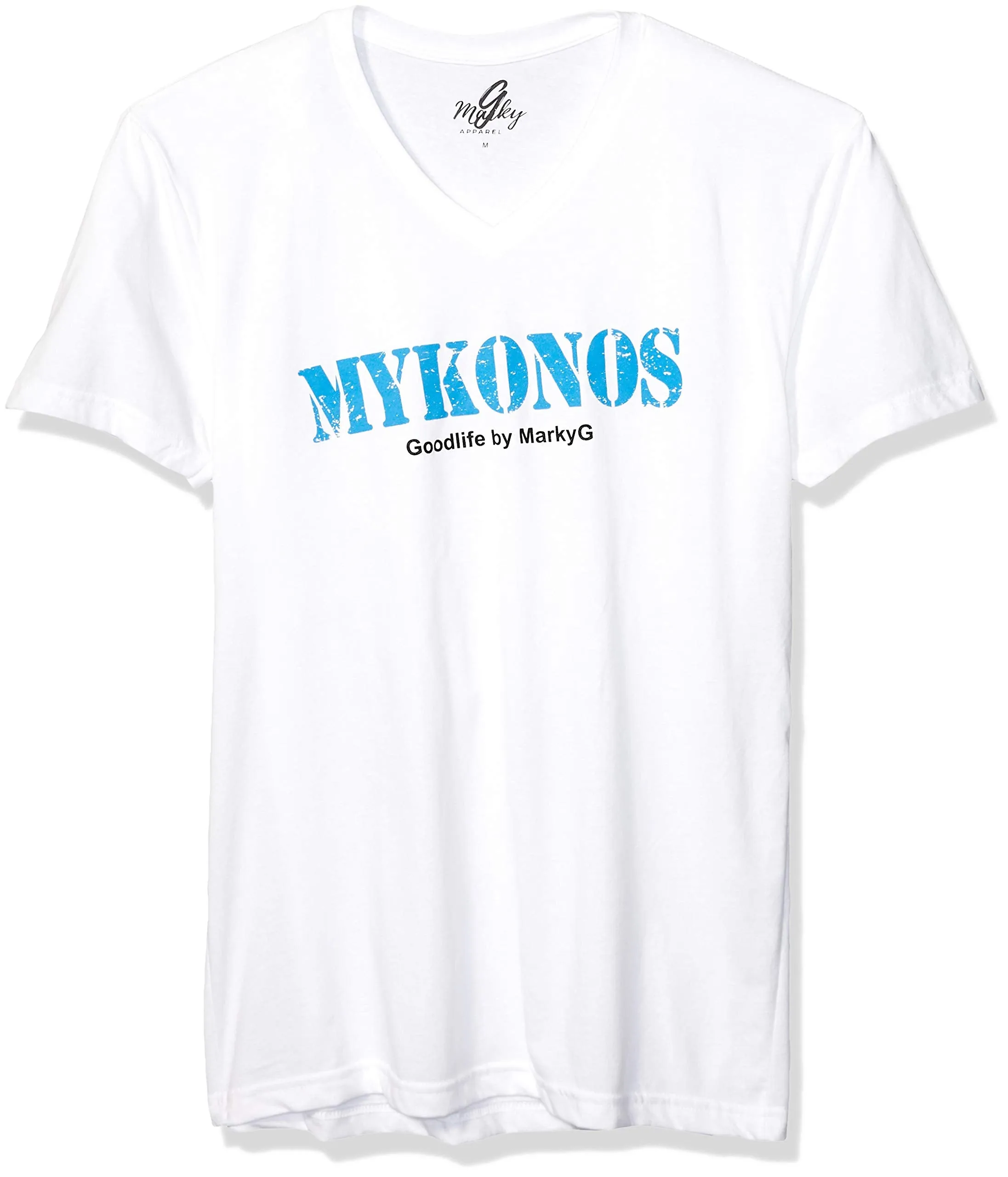 Marky G Apparel Men's Nantucket Graphic Printed Premium Tops Fitted Sueded Short Sleeve V-Neck T-Shirt