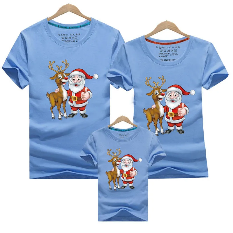 Matching Family Christmas T-Shirts – Santa & Reindeer Graphic Tees