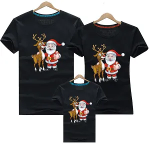 Matching Family Christmas T-Shirts – Santa & Reindeer Graphic Tees