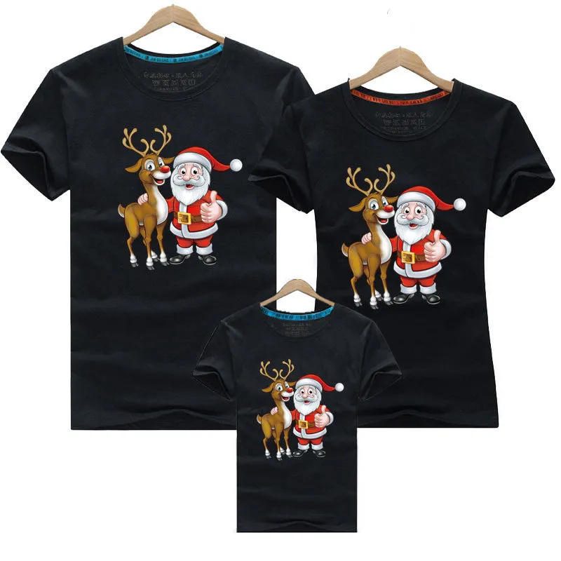 Matching Family Christmas T-Shirts – Santa & Reindeer Graphic Tees