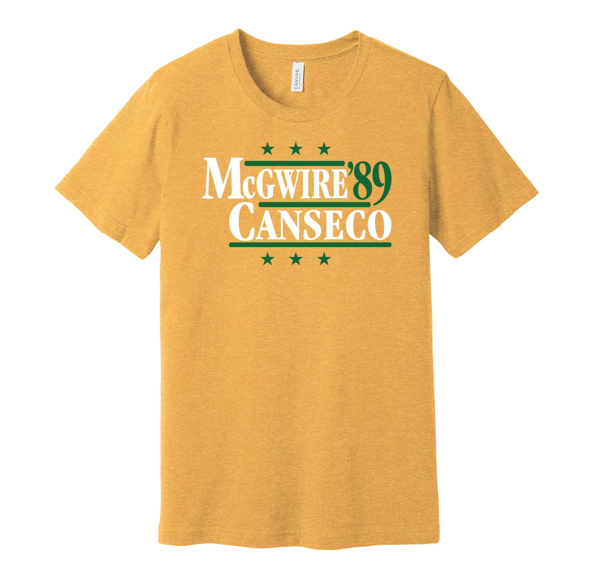 McGwire & Canseco '89 - Oakland Baseball Legends Political Campaign Parody T-Shirt - Hyper Than Hype Shirts
