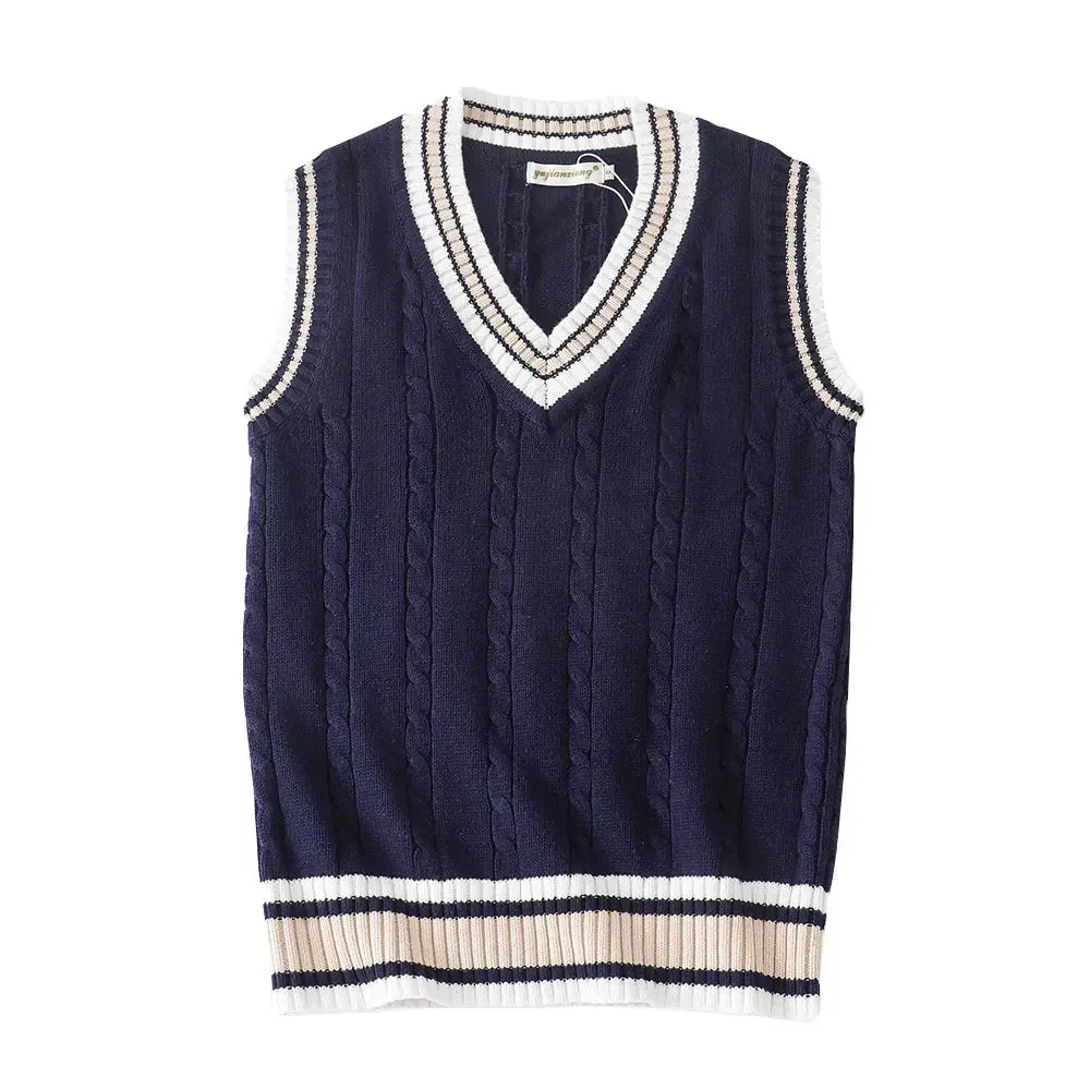 Men's Cable Knit V-Neck Sweater Vest