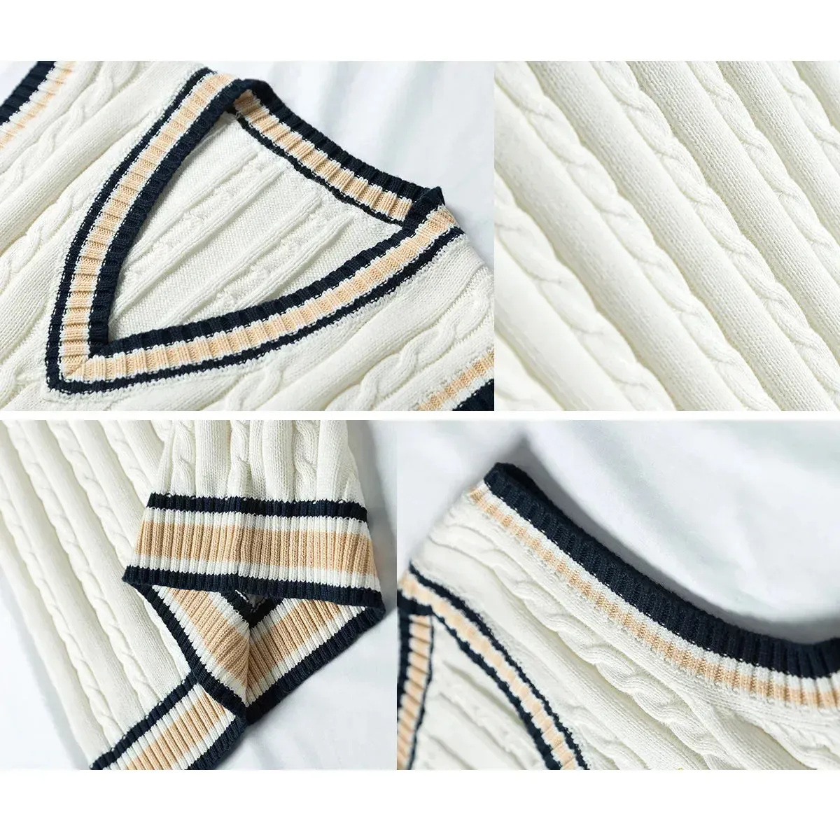 Men's Cable Knit V-Neck Sweater Vest