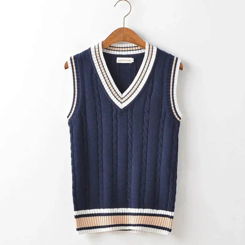 Men's Cable Knit V-Neck Sweater Vest