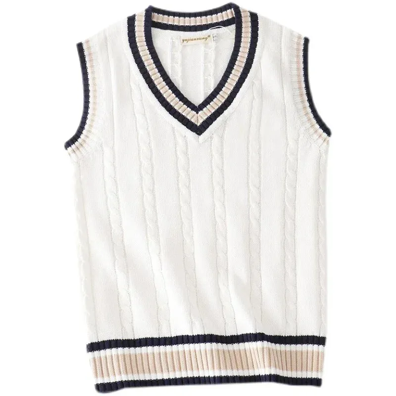 Men's Cable Knit V-Neck Sweater Vest