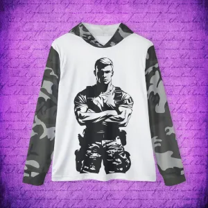 Men's Gray Camo Soldier Graphic Sports Warmup Hoodie