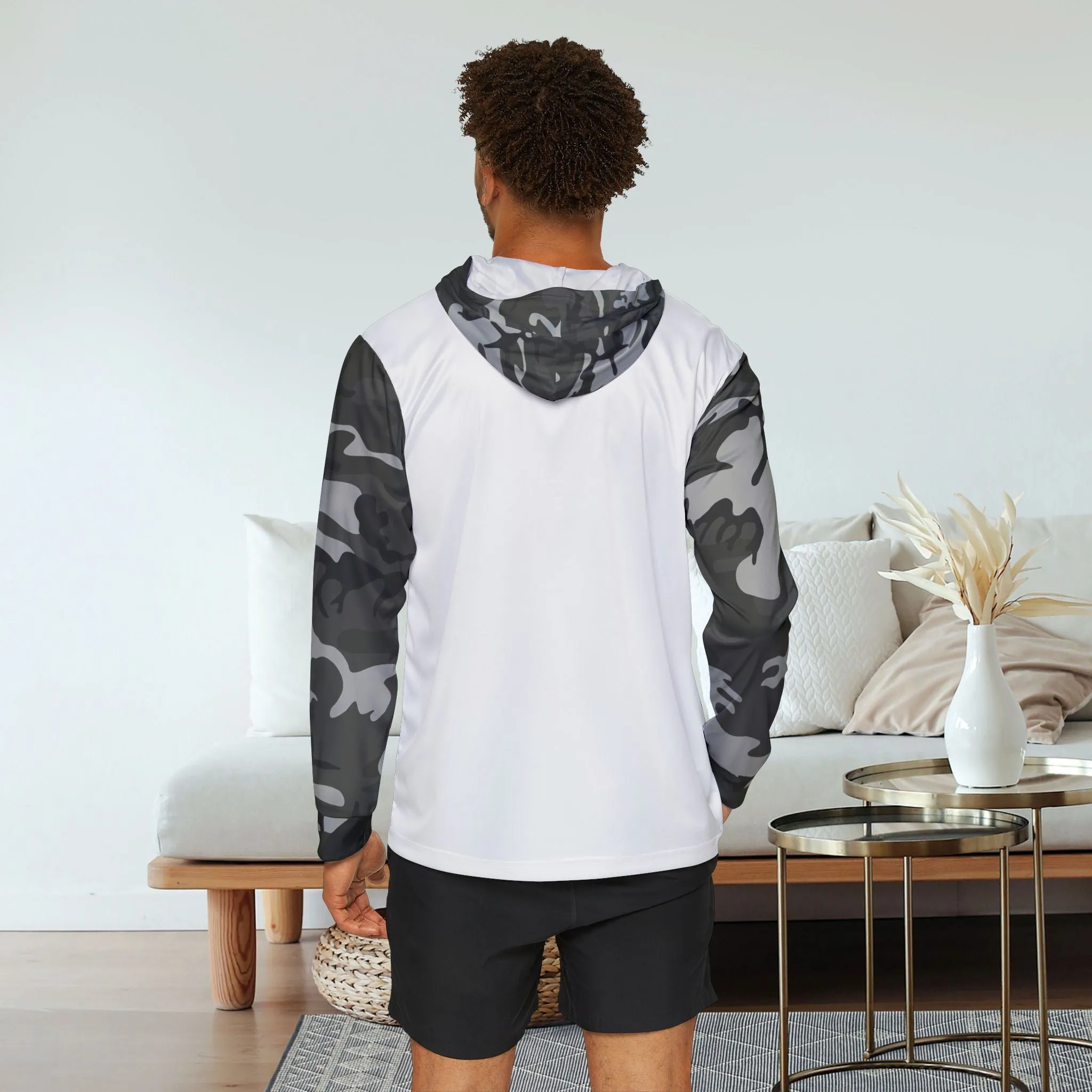 Men's Gray Camo Soldier Graphic Sports Warmup Hoodie