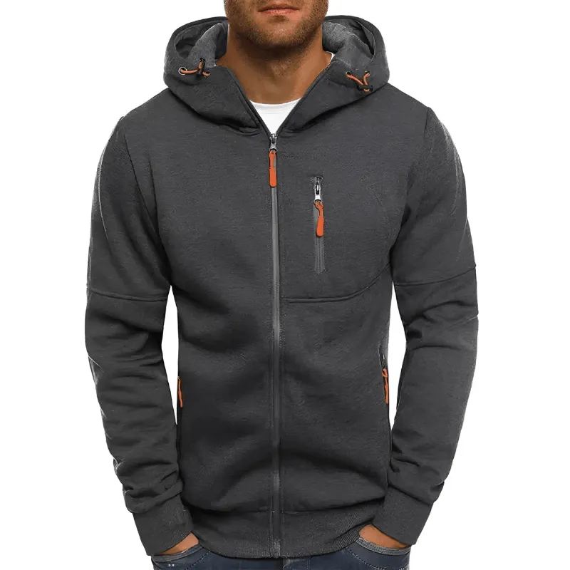 Men's Slim Fit Zipper Hoodie – Long Sleeve Casual Sportswear Jacket