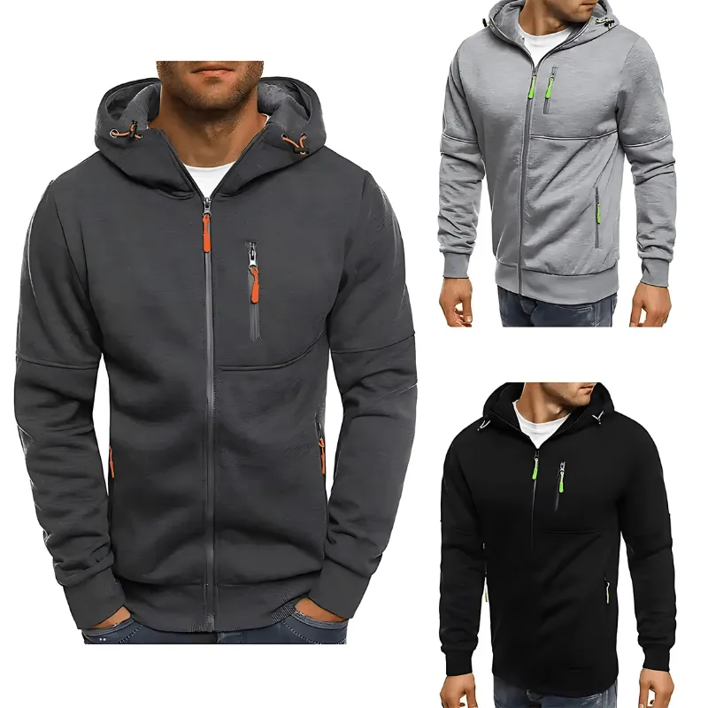 Men's Slim Fit Zipper Hoodie – Long Sleeve Casual Sportswear Jacket