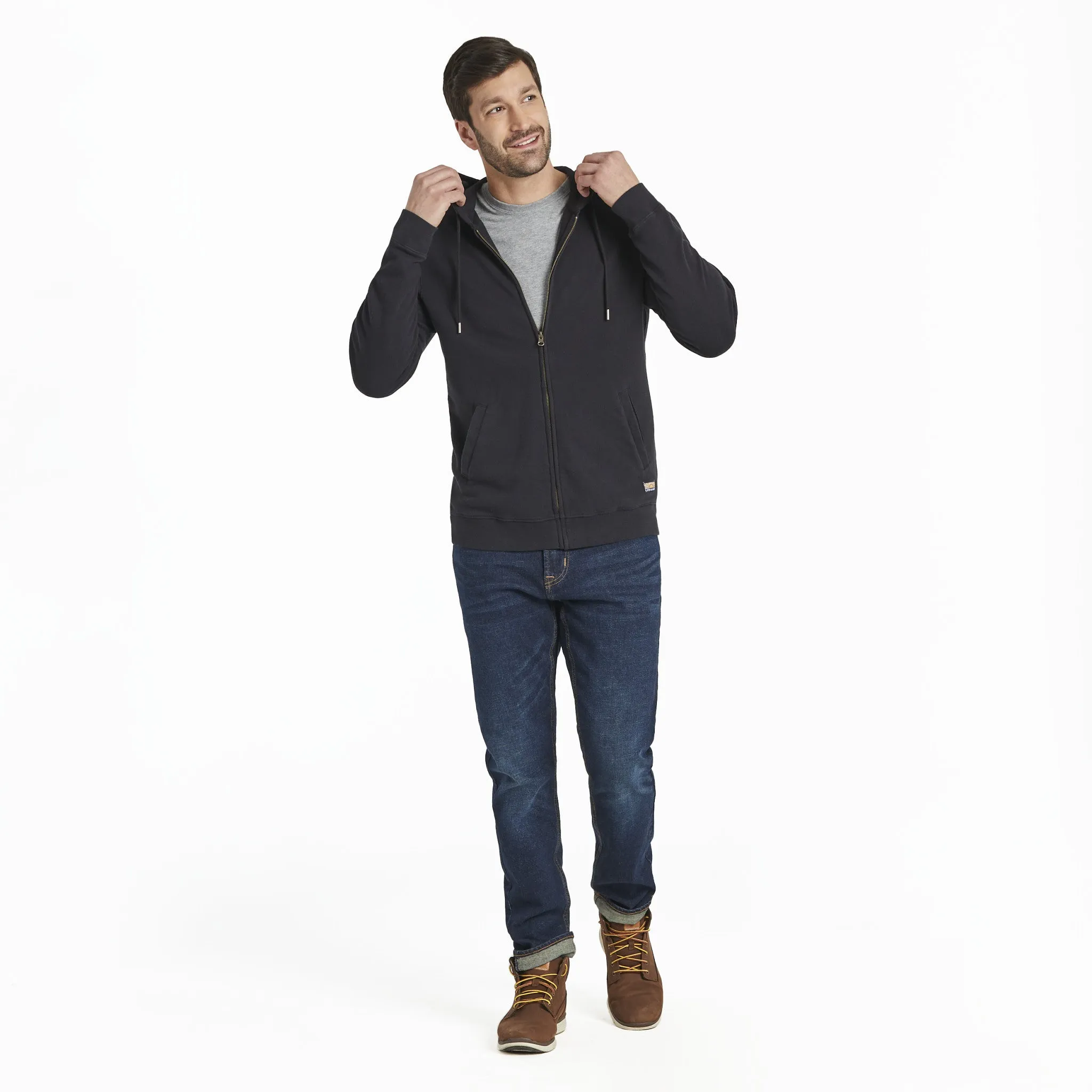 Men's Solid French Terry Zip Hoodie