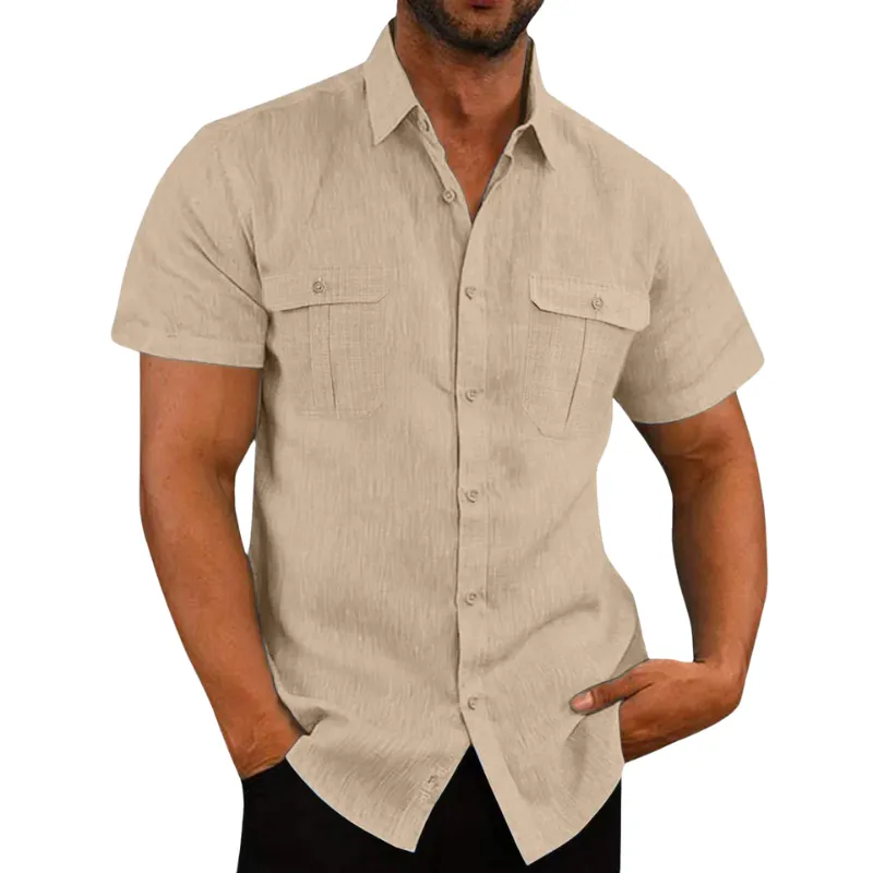 Men's Summer Short Sleeve Shirt with Folded Collar – Ethan