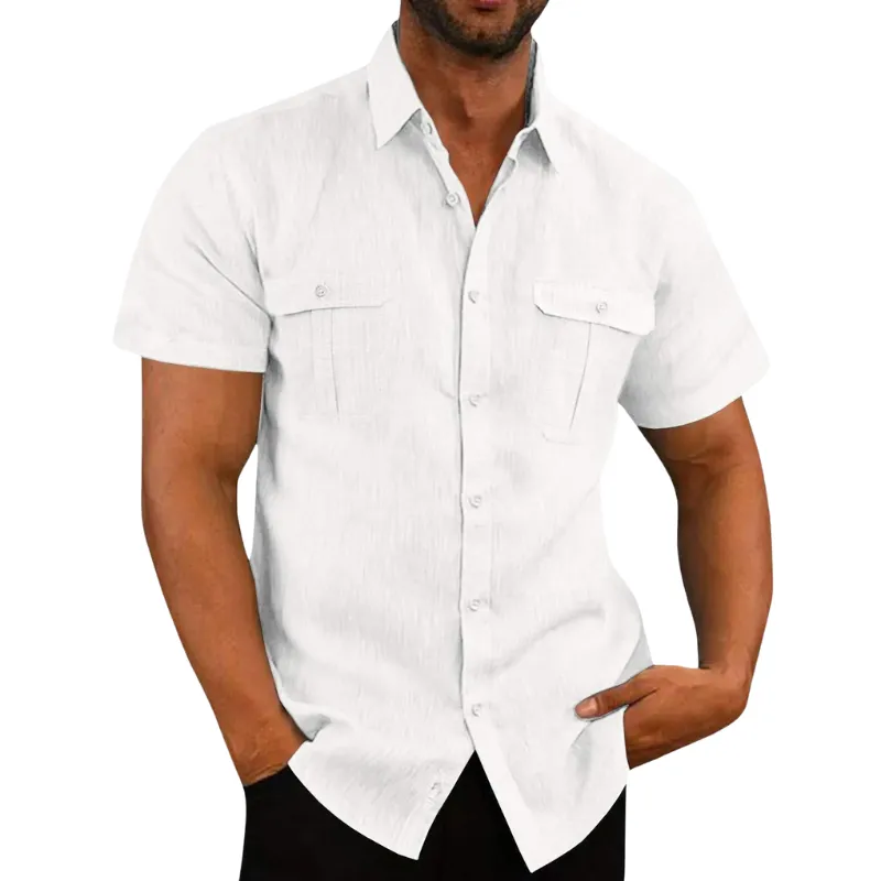 Men's Summer Short Sleeve Shirt with Folded Collar – Ethan