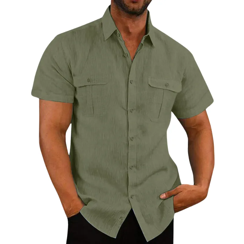 Men's Summer Short Sleeve Shirt with Folded Collar – Ethan