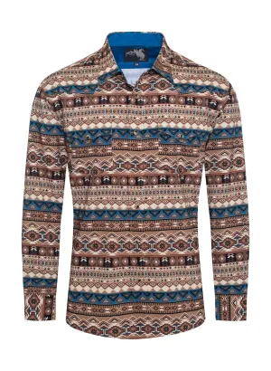 Men's Western Pearl Snap Aztec Print Shirt - MPS110L-119