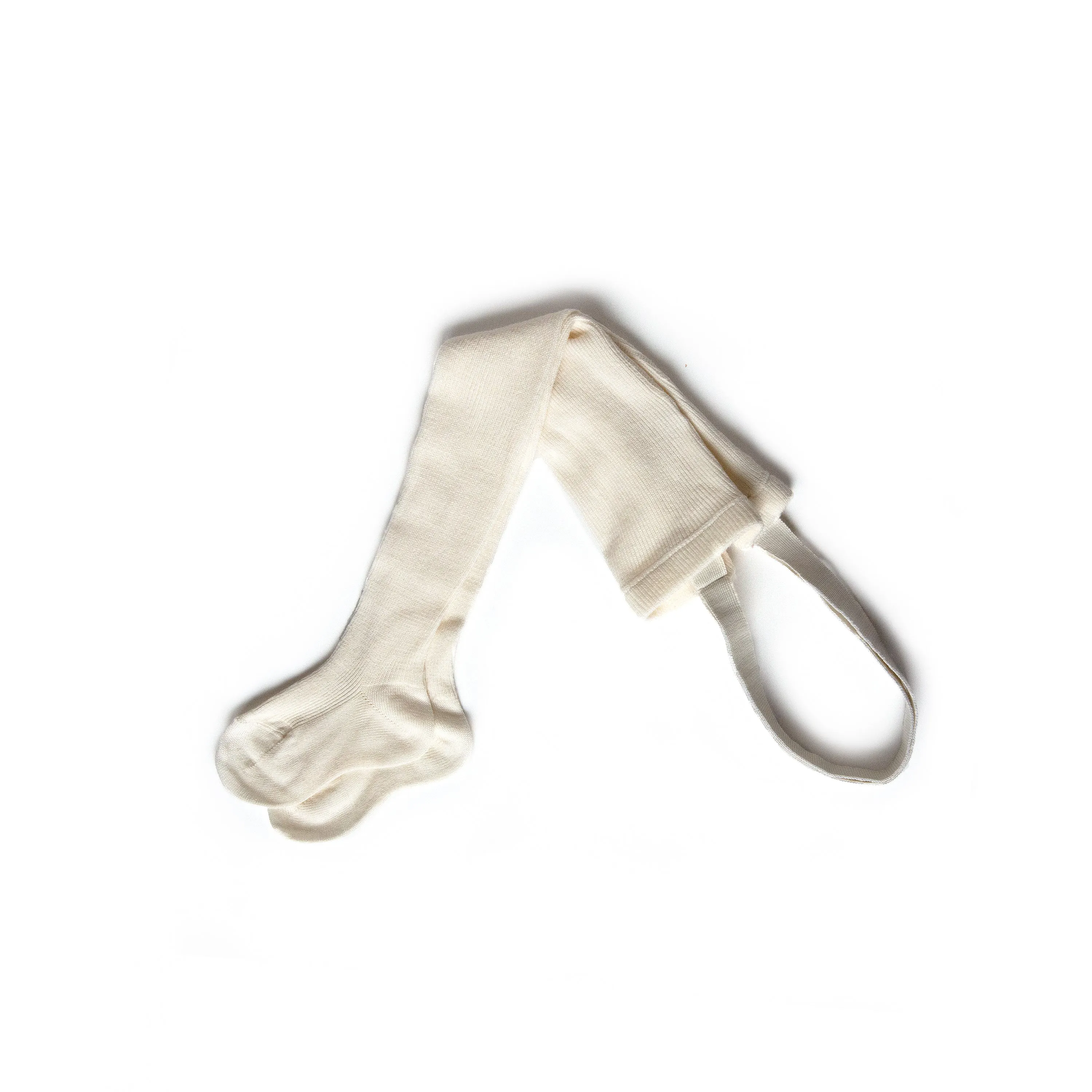 Merino Blend Tights with Braces - Cream