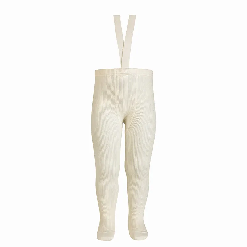 Merino Blend Tights with Braces - Cream