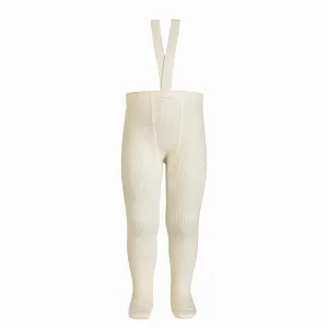 Merino Blend Tights with Braces - Cream