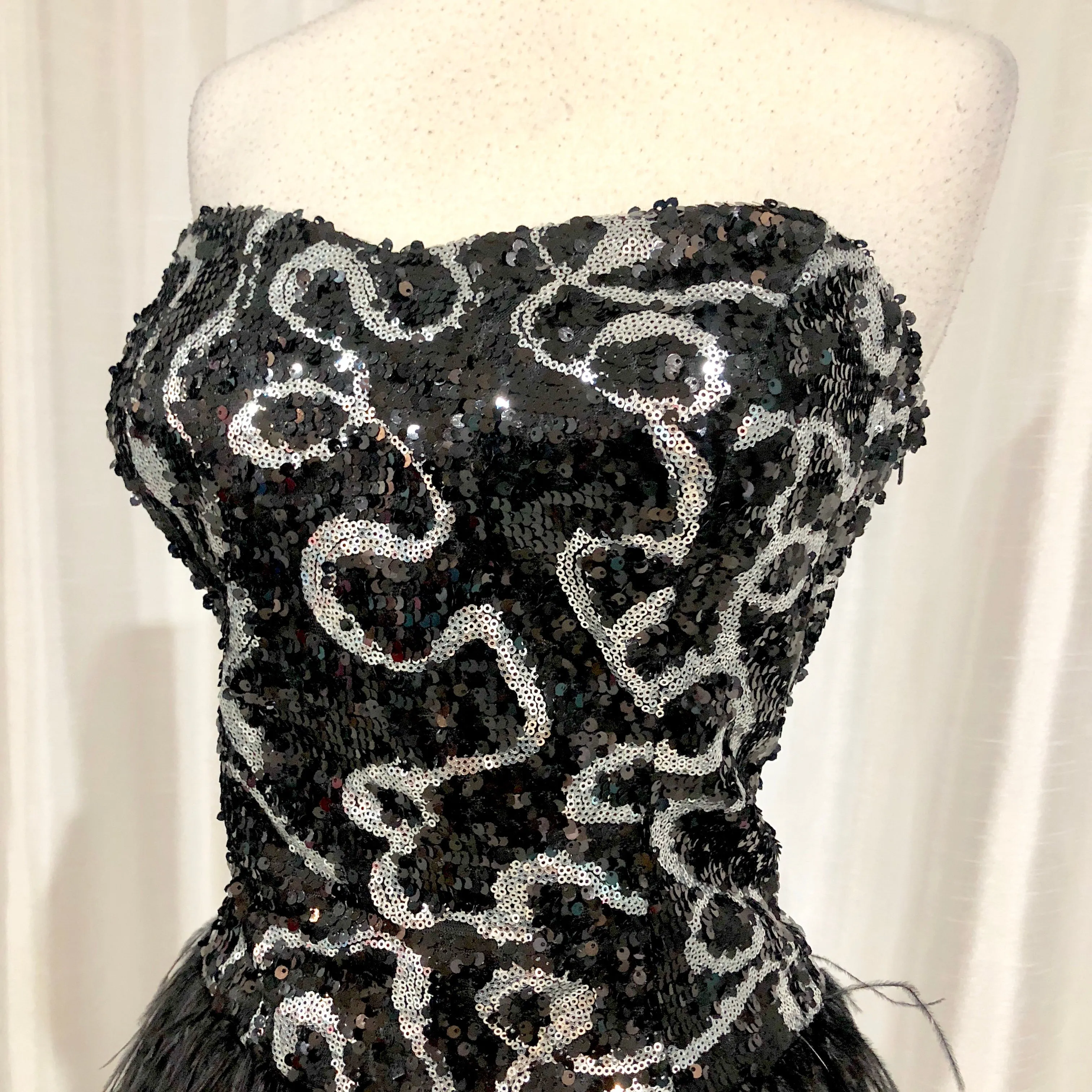 MILANO Short Strapless Black & Silver Gown Size 14