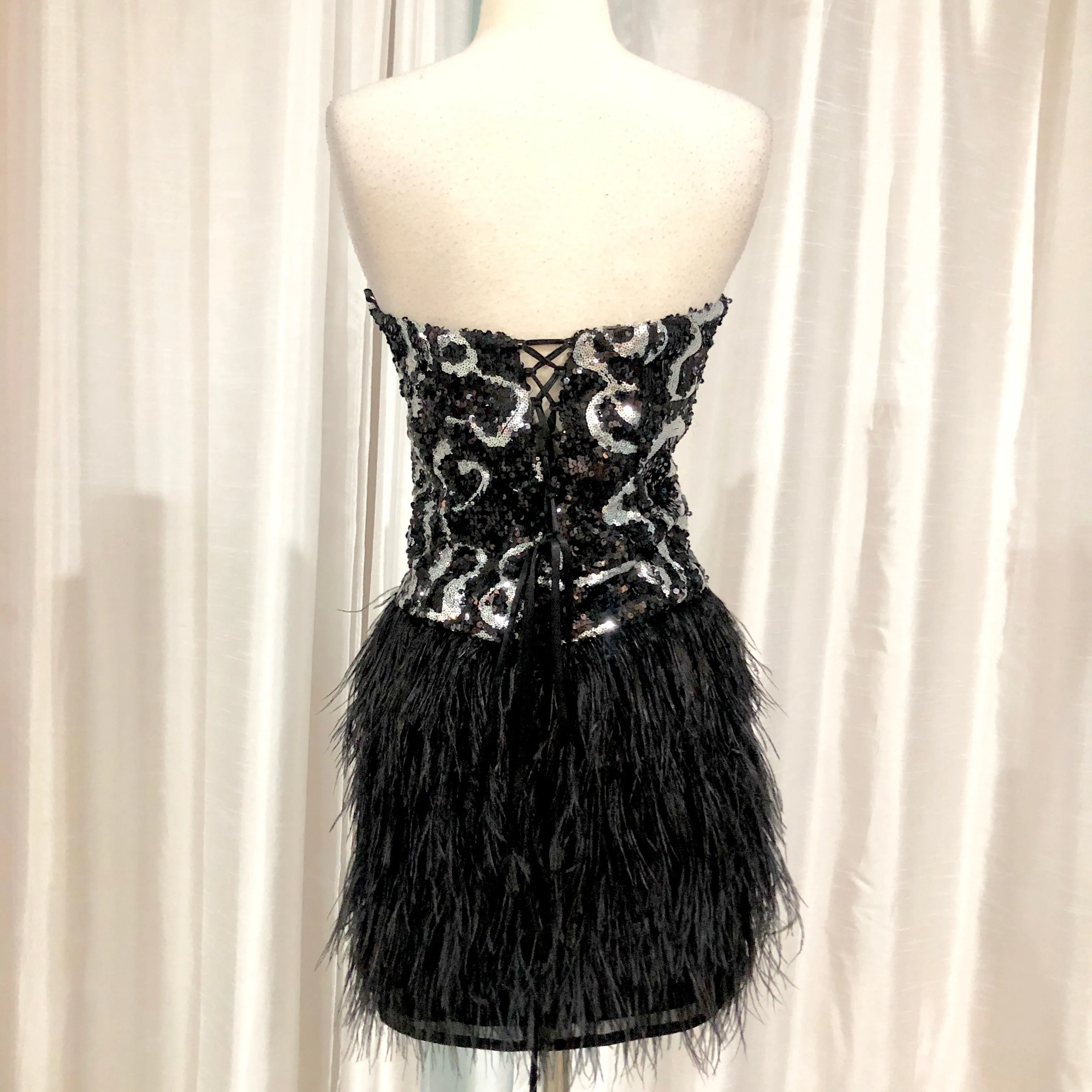 MILANO Short Strapless Black & Silver Gown Size 14