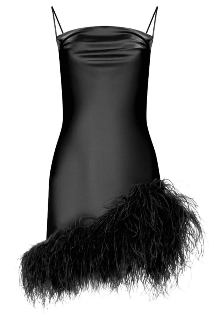 Mini dress with an ostrich feather