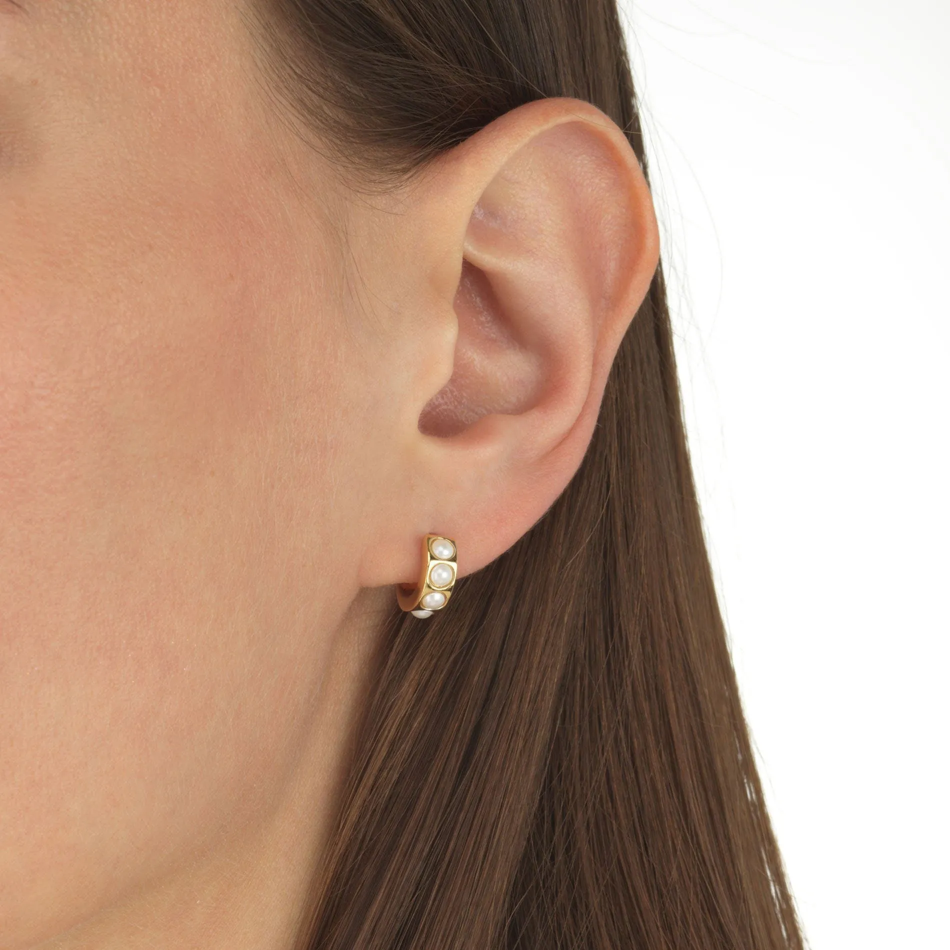 Mini Pearl Huggie Earring