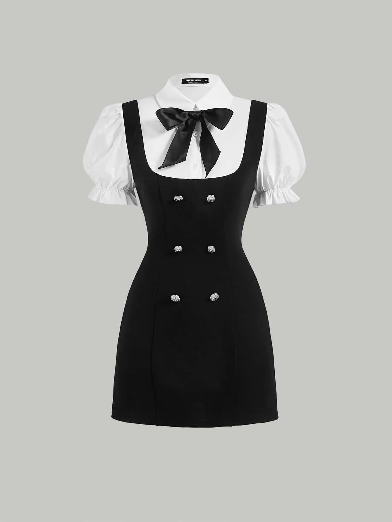MOD Women's Double Breasted 2 In 1 Short Sleeve Dress