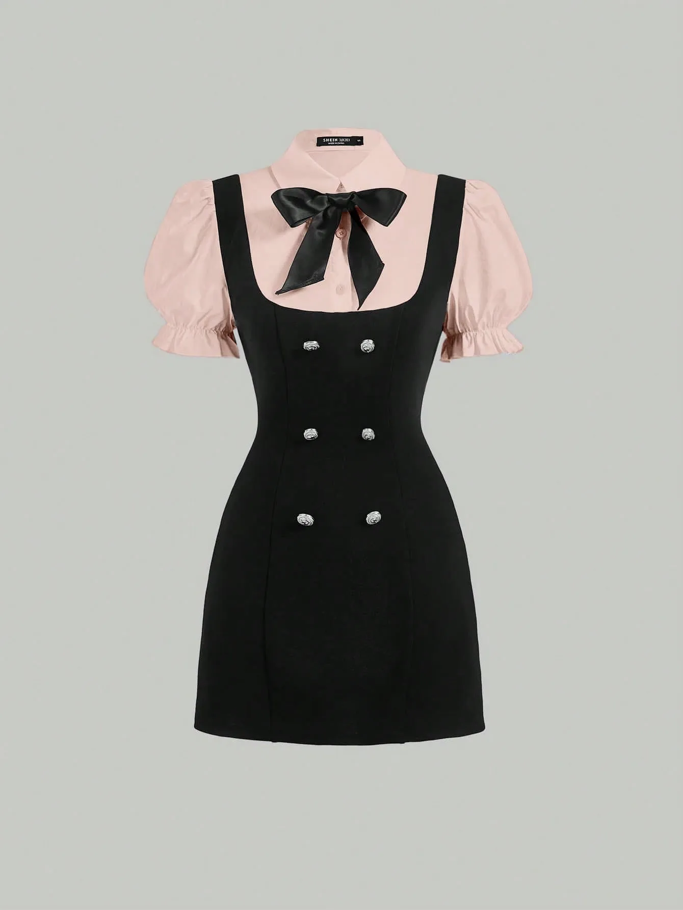 MOD Women's Double Breasted 2 In 1 Short Sleeve Dress