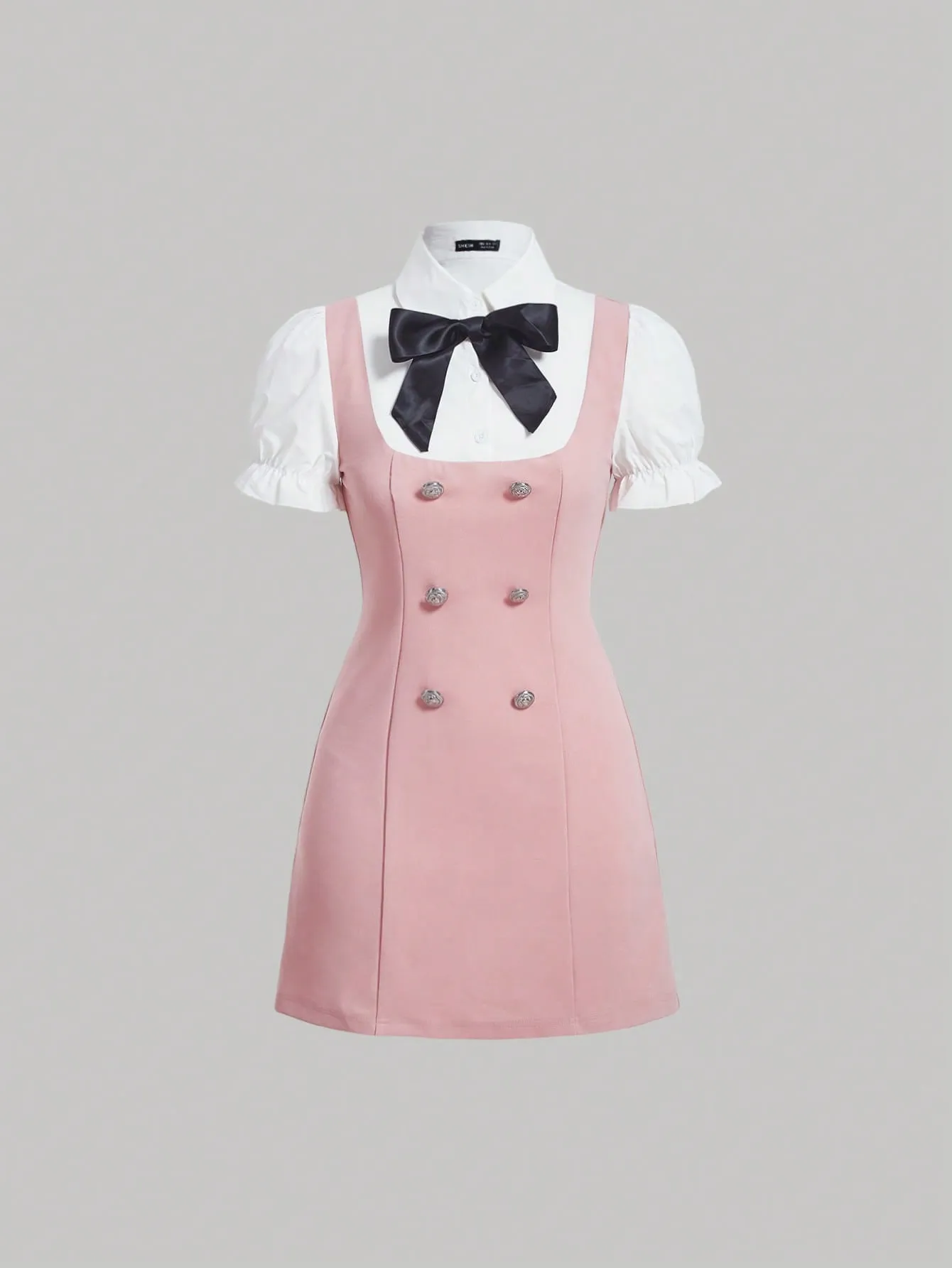 MOD Women's Double Breasted 2 In 1 Short Sleeve Dress