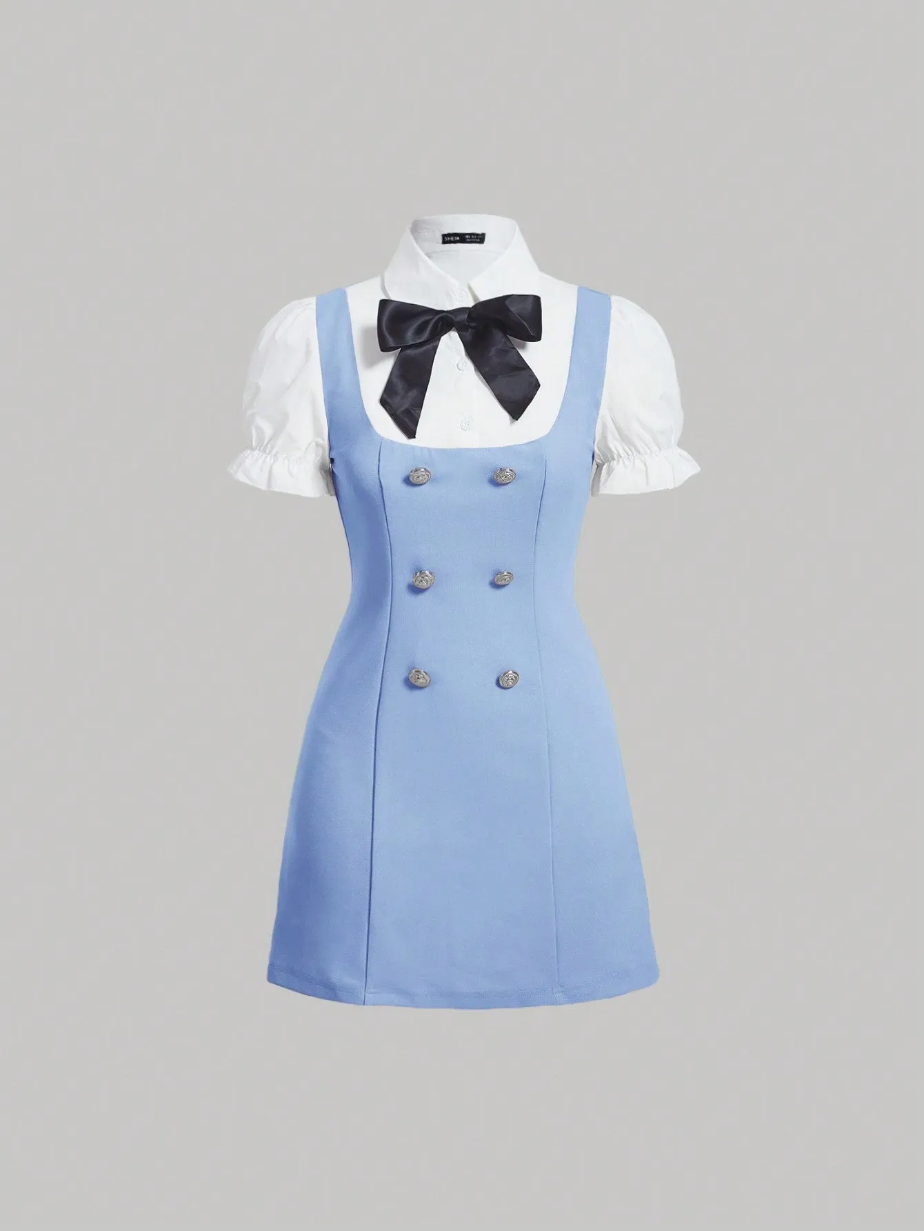 MOD Women's Double Breasted 2 In 1 Short Sleeve Dress