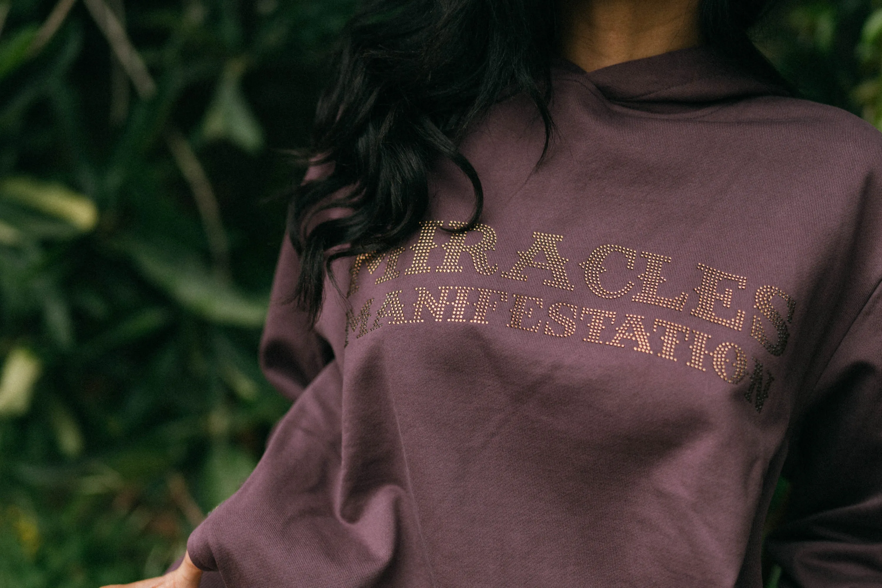Money Tree Rhinestone Affirmation Hoodie - Brown