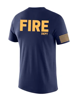 Navy Blue Fire Dept Men's Shirt - Short Sleeve (Golden Yellow)