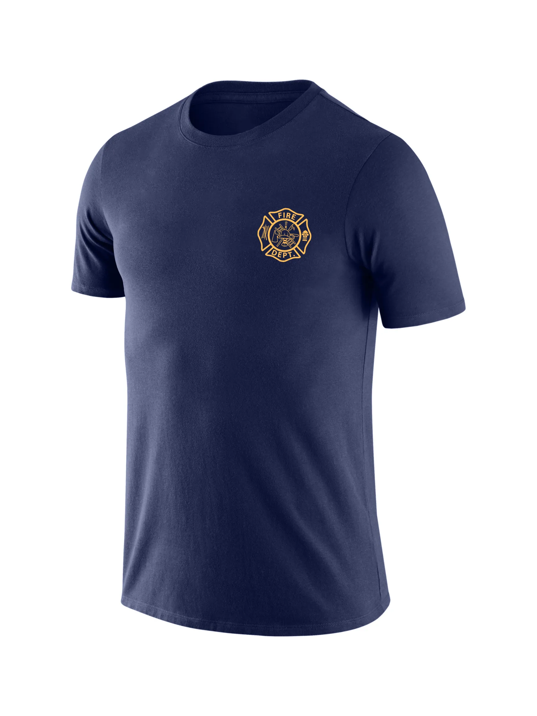 Navy Blue Fire Dept Men's Shirt - Short Sleeve (Golden Yellow)