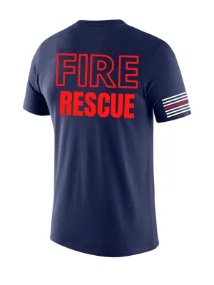 Navy Blue Fire Dept Men's Shirt - Short Sleeve (Red)