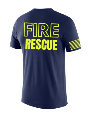 Navy Blue Fire Rescue Men's Shirt - Short Sleeve (Safety Yellow)