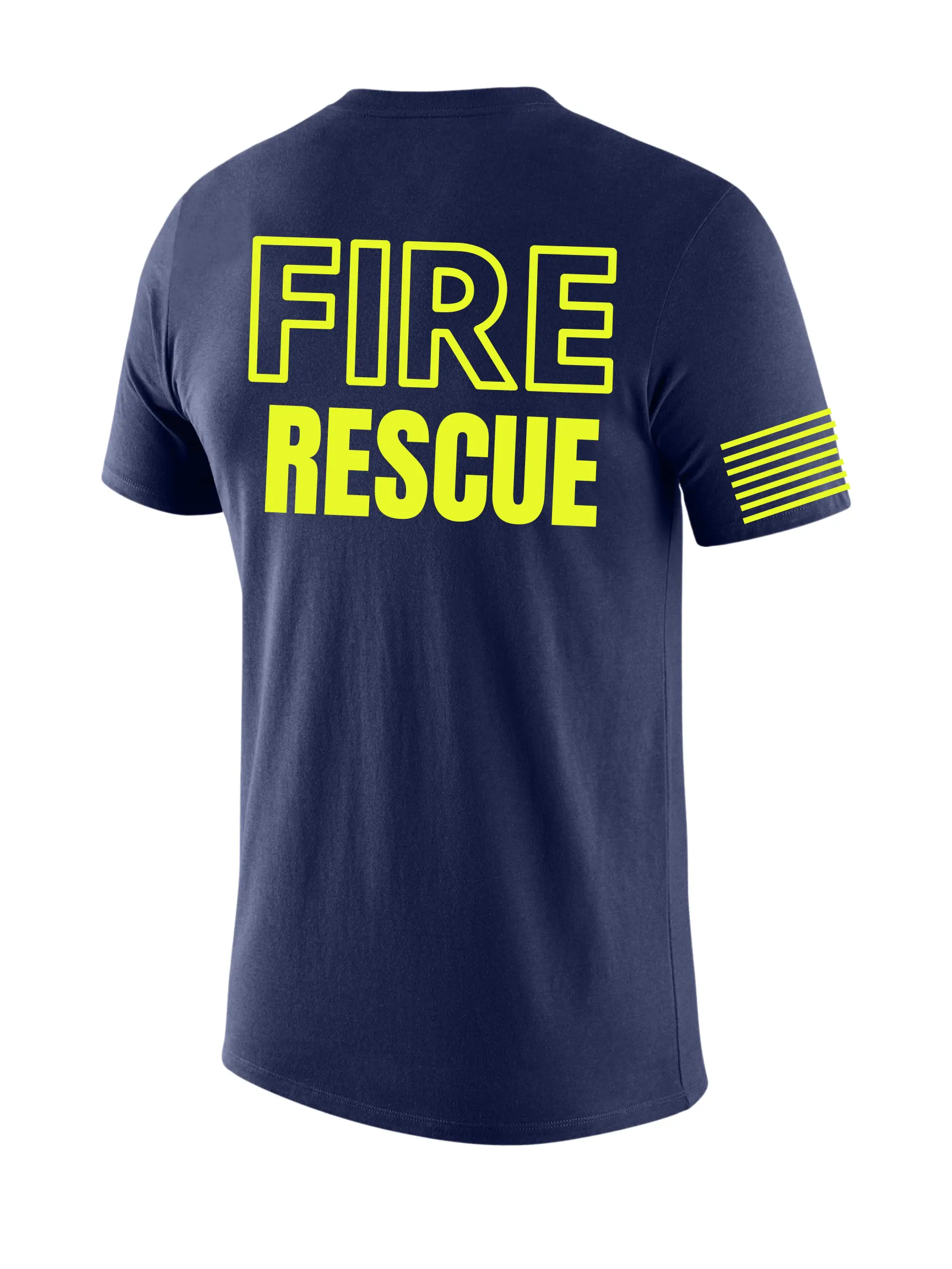 Navy Blue Fire Rescue Men's Shirt - Short Sleeve (Safety Yellow)