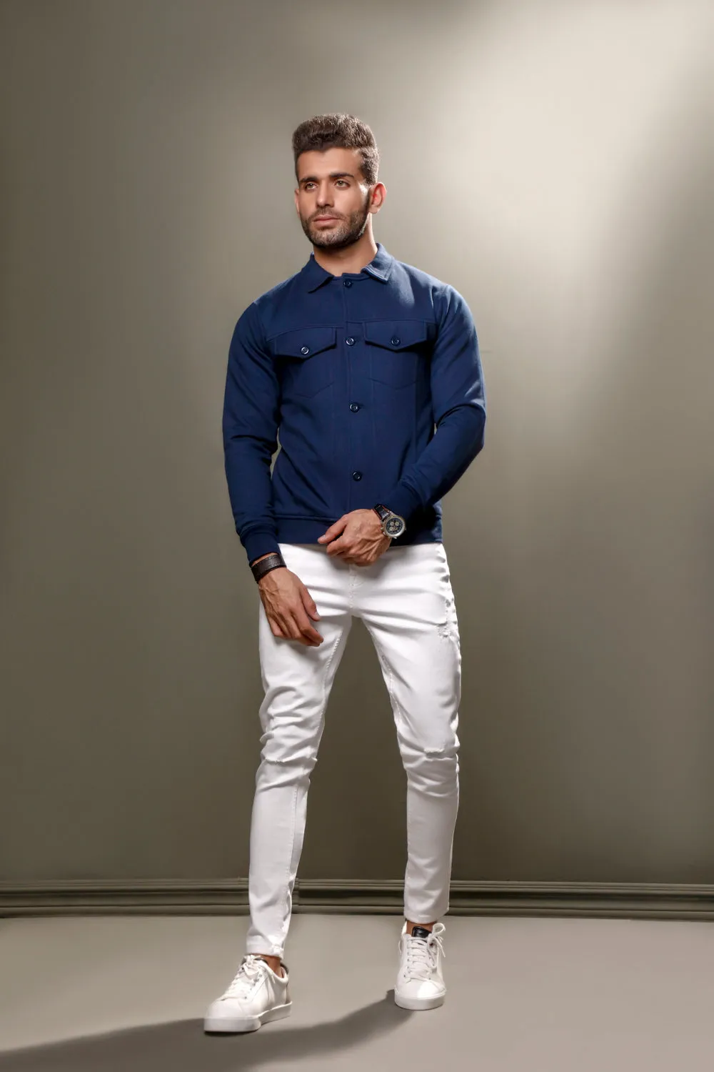 Navy Blue Trucker Jacket