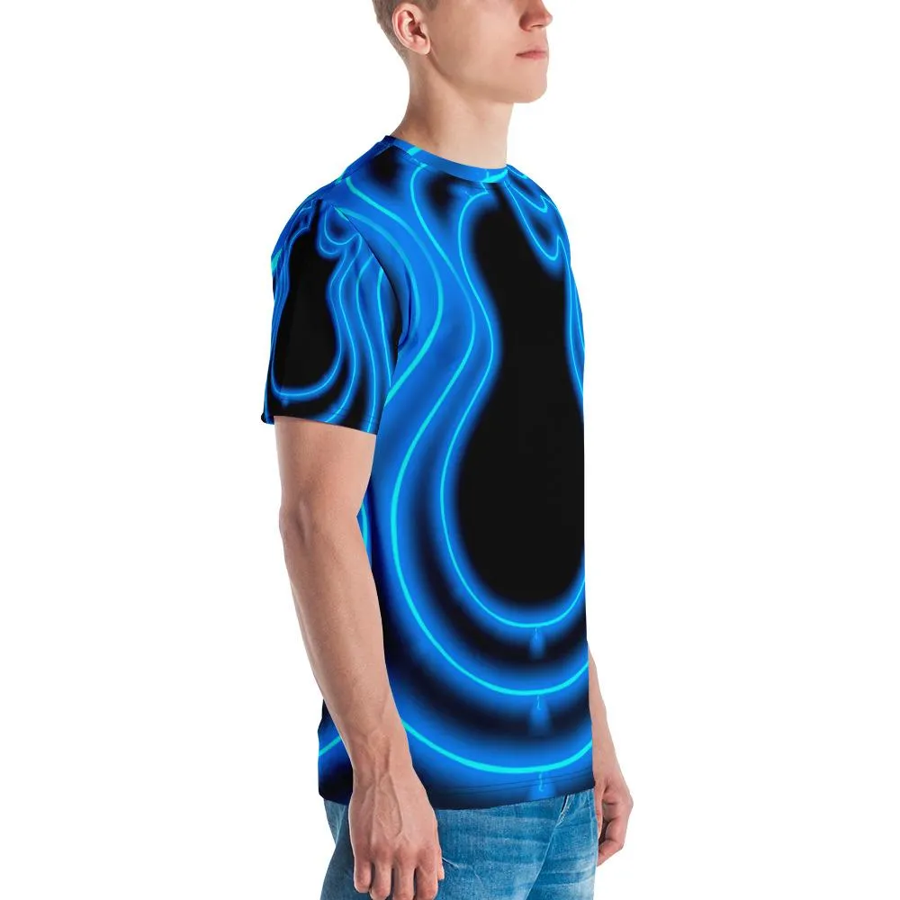 Neon Guitar Blue LP Men's T-Shirt