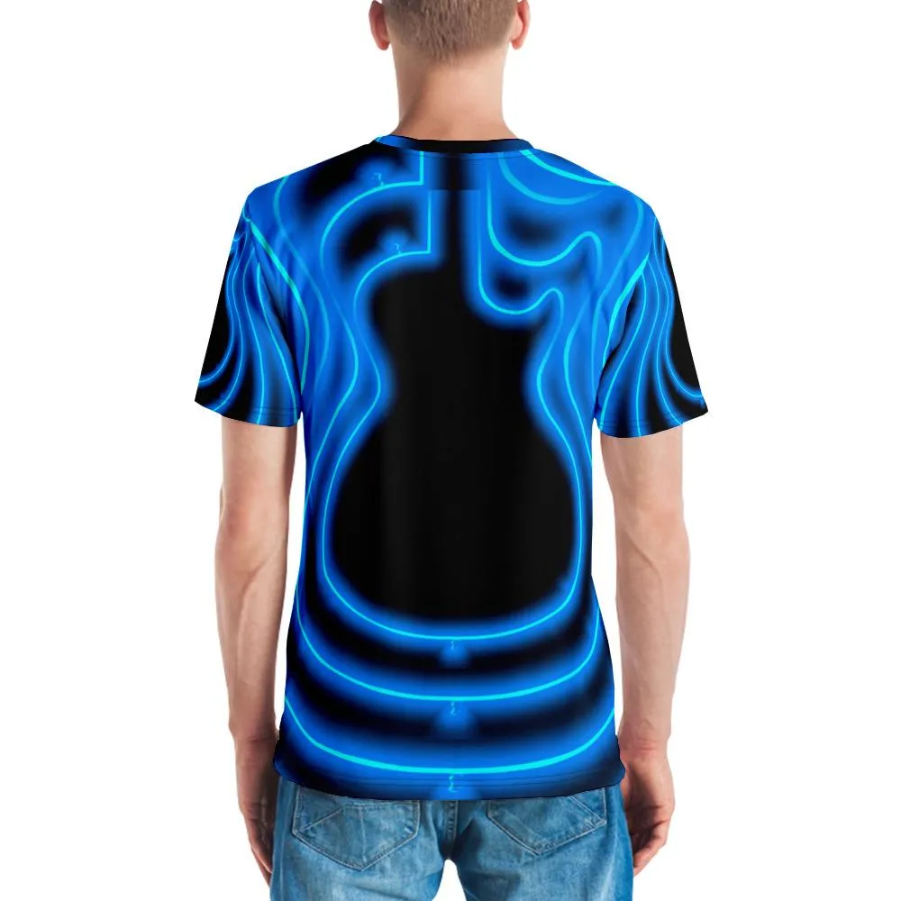 Neon Guitar Blue LP Men's T-Shirt