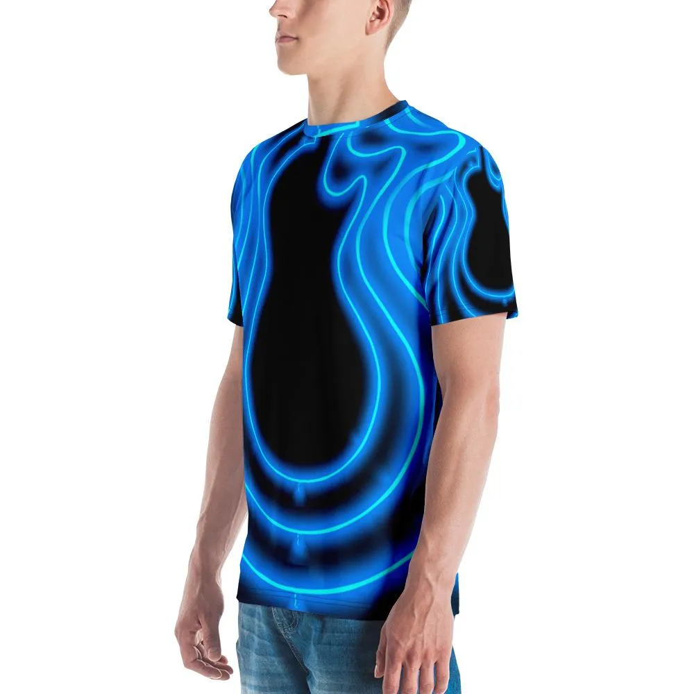 Neon Guitar Blue LP Men's T-Shirt